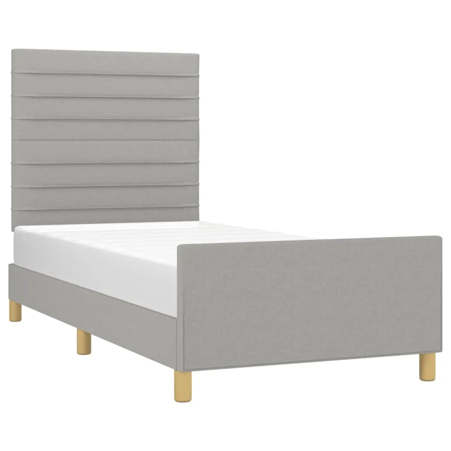 Cadre de lit sans matelas gris clair 80x200 cm tissu - 3