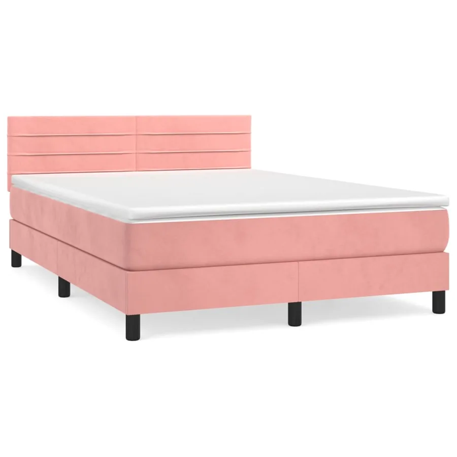 Sommier à lattes de lit avec matelas Rose 140x200 cm Velours - 2