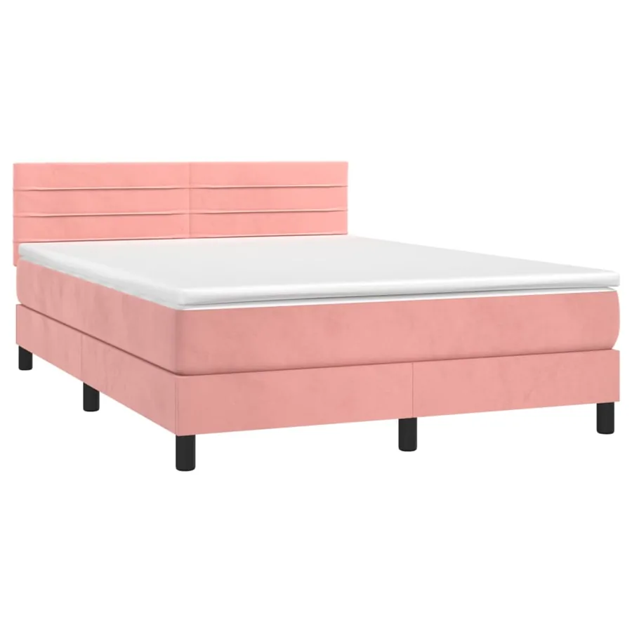 Sommier à lattes de lit avec matelas Rose 140x200 cm Velours - 3