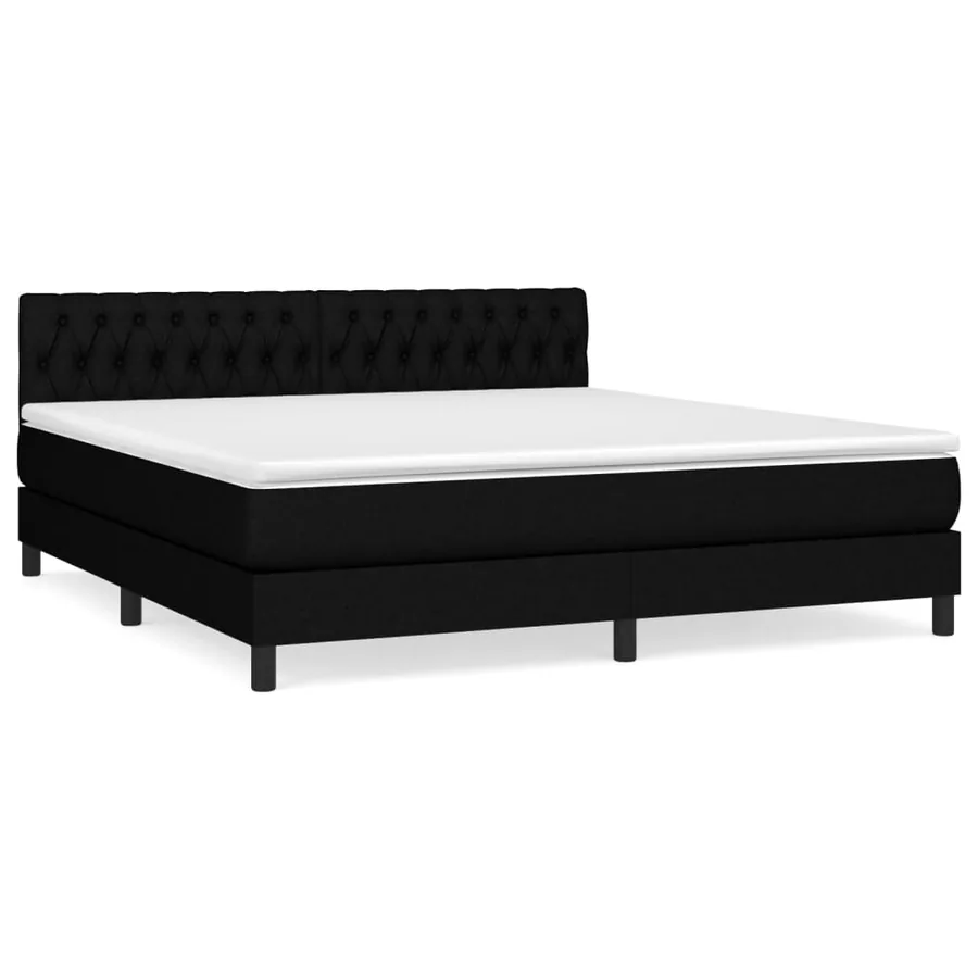 Sommier à lattes de lit avec matelas Noir 180x200 cm Tissu - 2