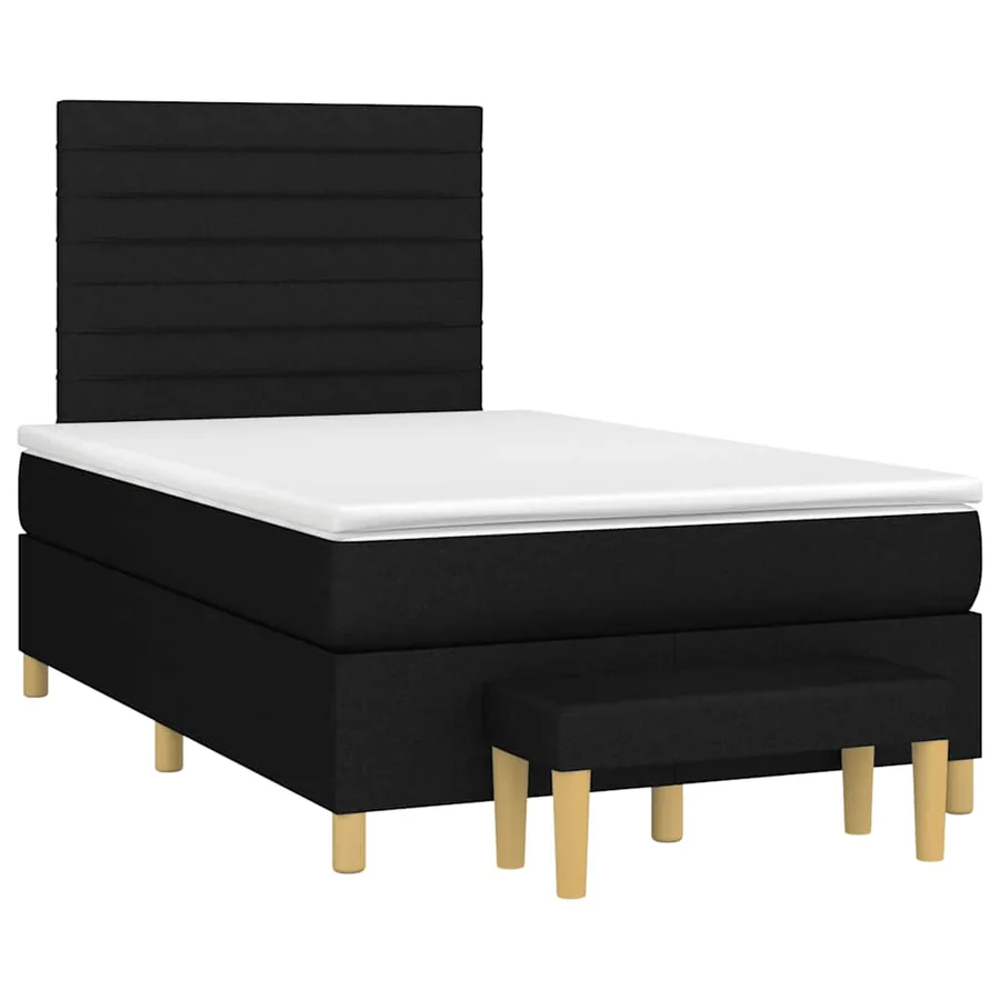Sommier à lattes de lit avec matelas Noir 120x200 cm Tissu - 3