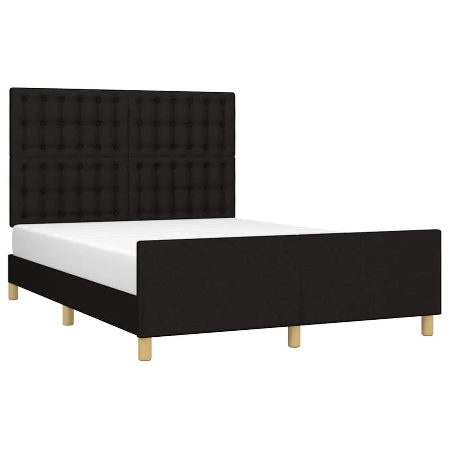 Cadre de lit sans matelas noir 140x190 cm tissu - 3