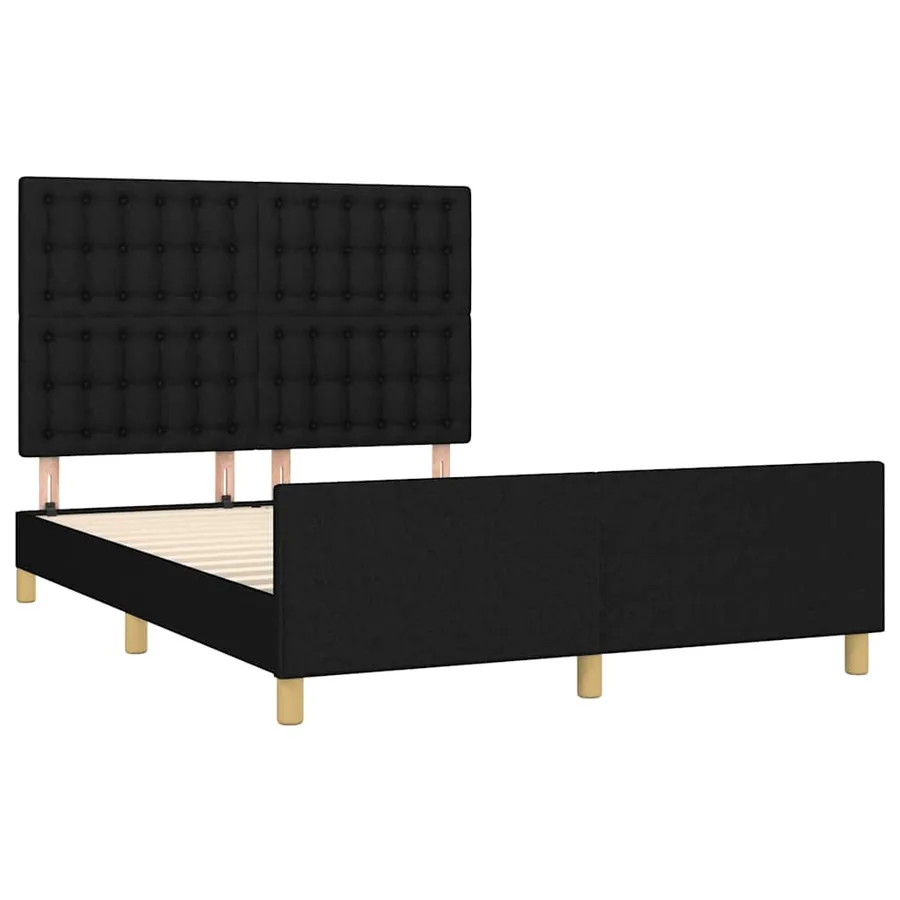 Cadre de lit sans matelas noir 140x190 cm tissu - 4