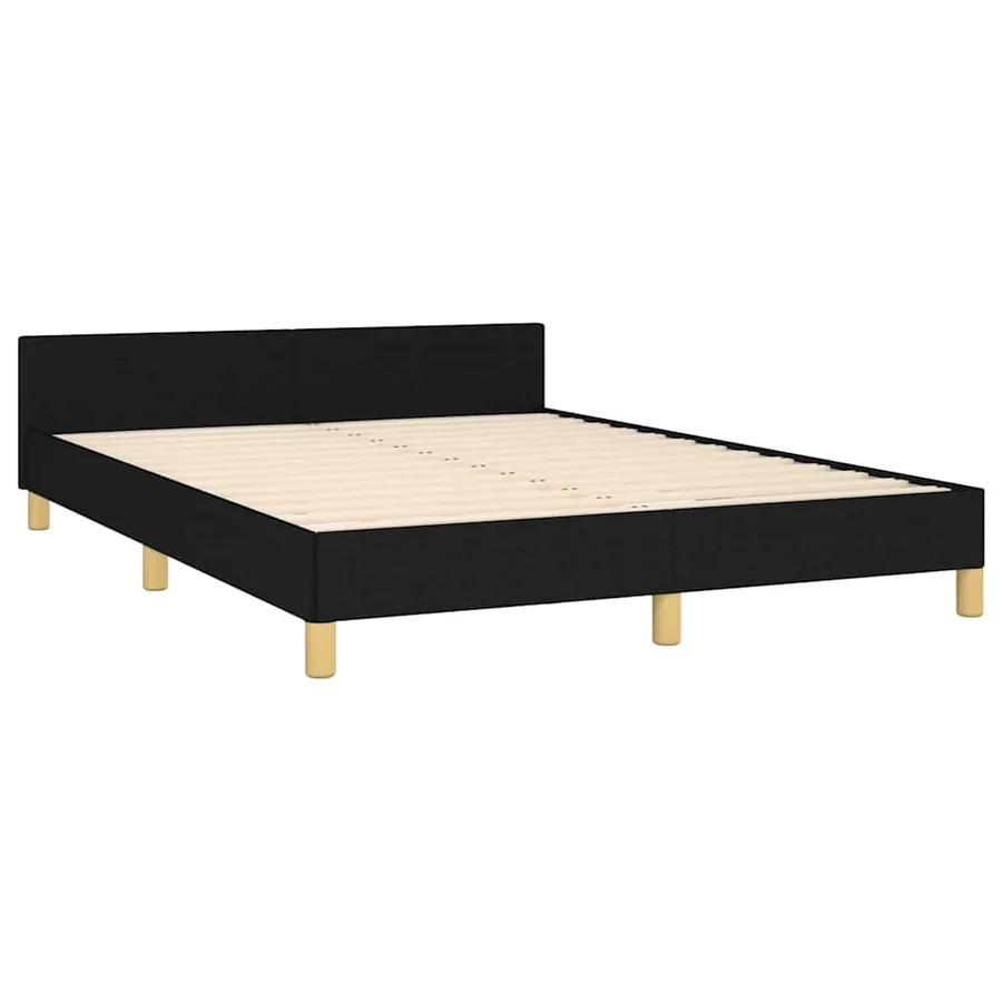 Cadre de lit sans matelas noir 140x190 cm tissu - 5