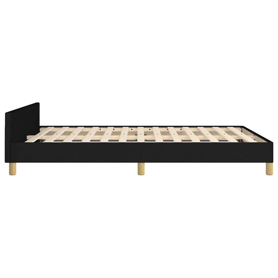 Cadre de lit sans matelas noir 140x190 cm tissu - 7