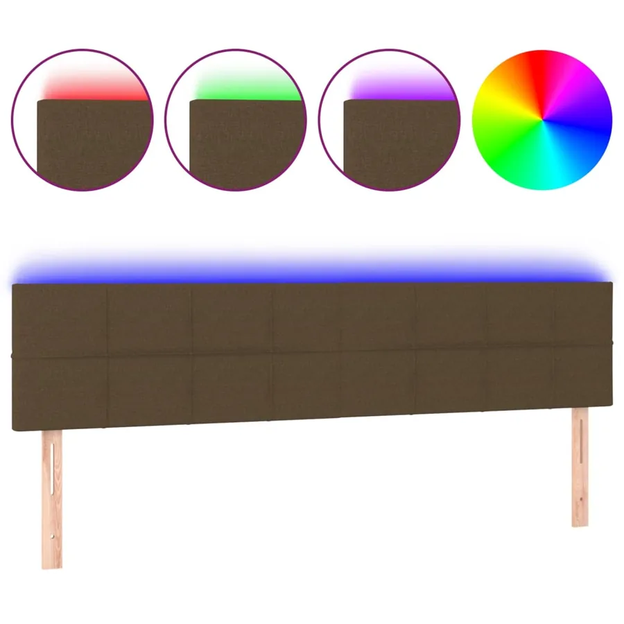 Tête de lit à LED Marron foncé 200x5x78/88 cm Tissu - 2
