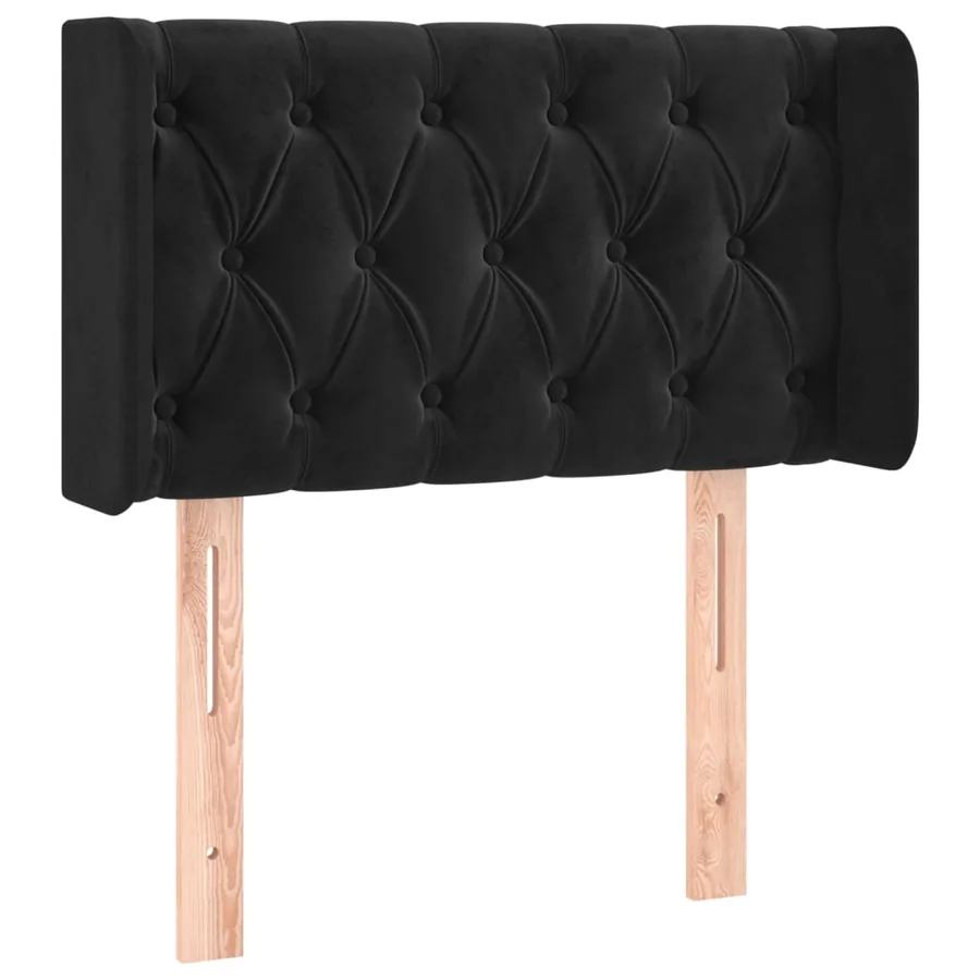 Tête de lit avec oreilles Noir 83x16x78/88 cm Velours - 2