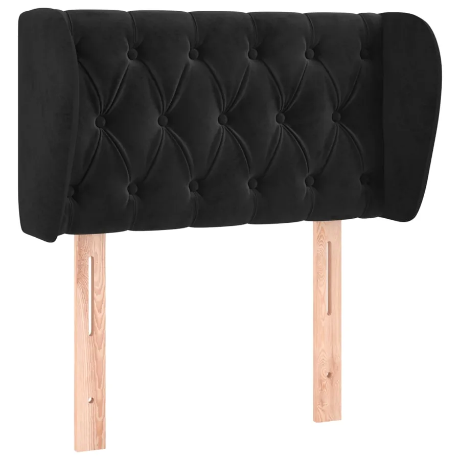 Tête de lit avec oreilles Noir 83x23x78/88 cm Velours - 2