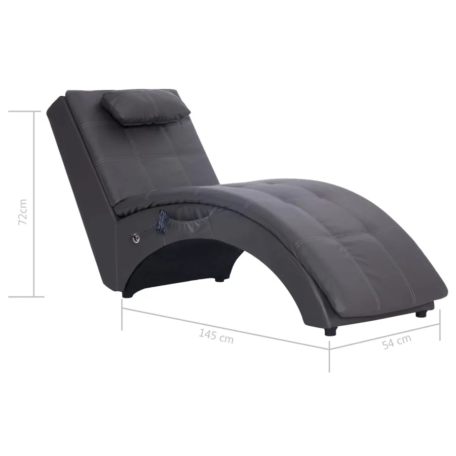 Chaise longue de massage avec oreiller Gris Similicuir - 10