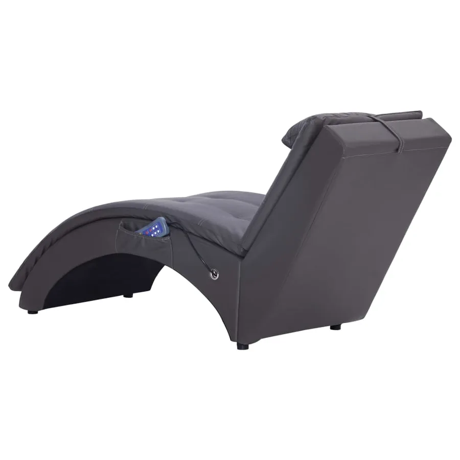 Chaise longue de massage avec oreiller Gris Similicuir - 4