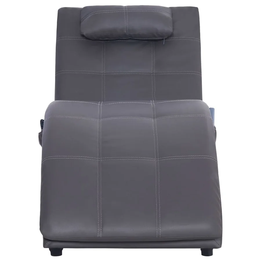 Chaise longue de massage avec oreiller Gris Similicuir - 5