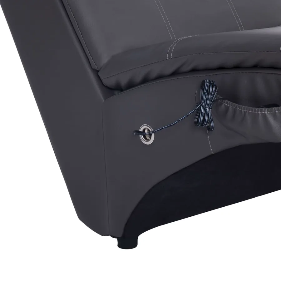 Chaise longue de massage avec oreiller Gris Similicuir - 7