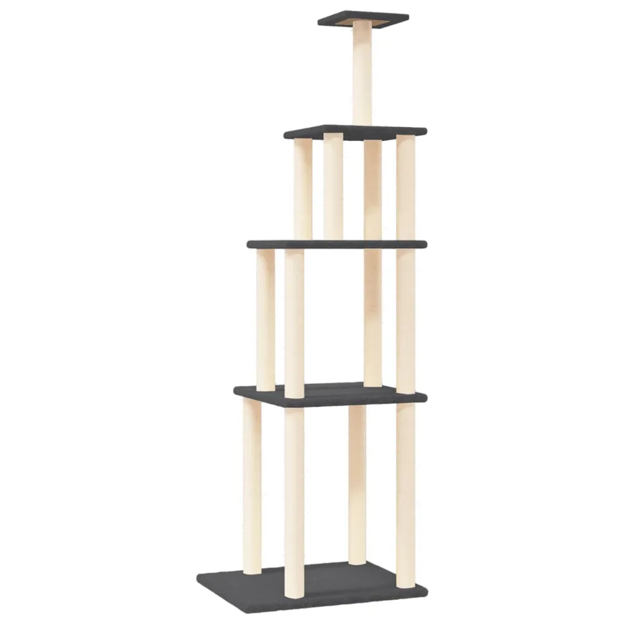 Arbre à chat avec griffoirs en sisal gris foncé 183 cm - 2