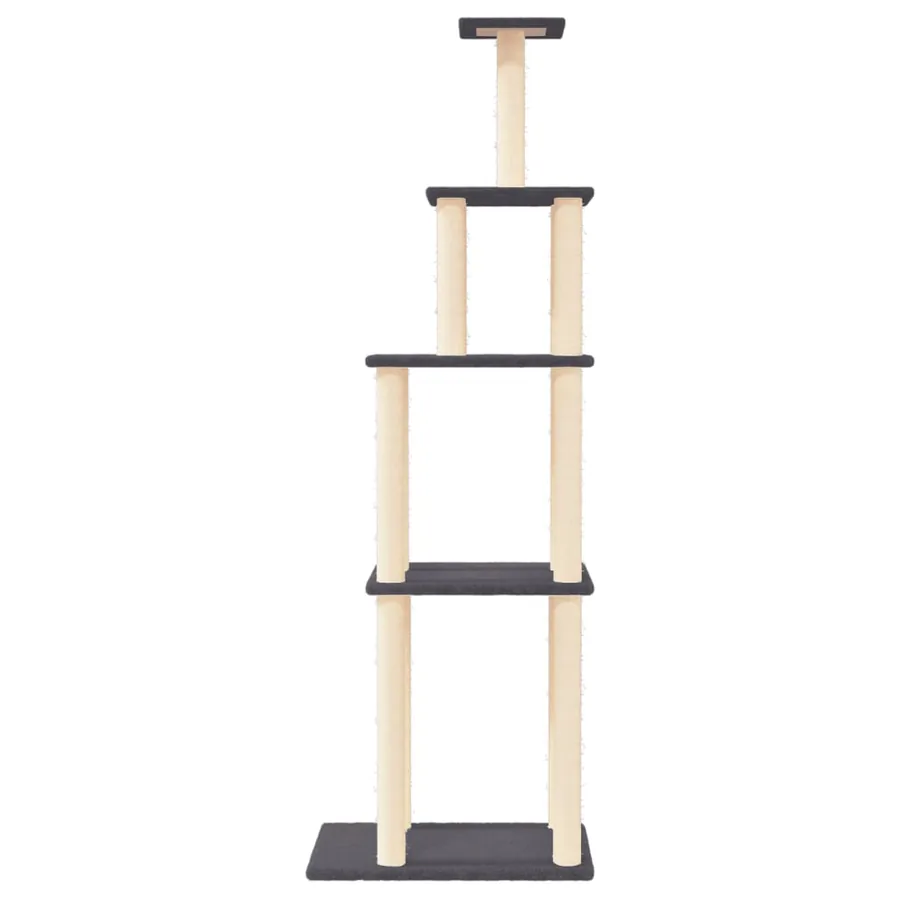 Arbre à chat avec griffoirs en sisal gris foncé 183 cm - 3