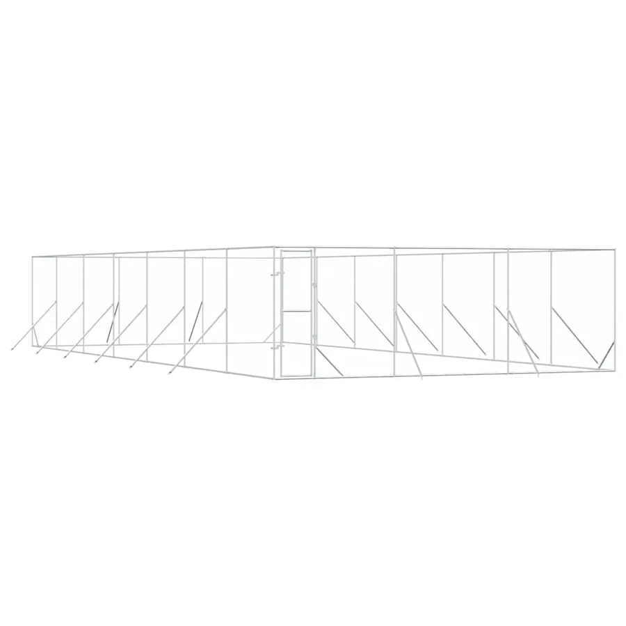 Chenil d'extérieur pour chiens argenté 6x14x2 m acier galvanisé - 2