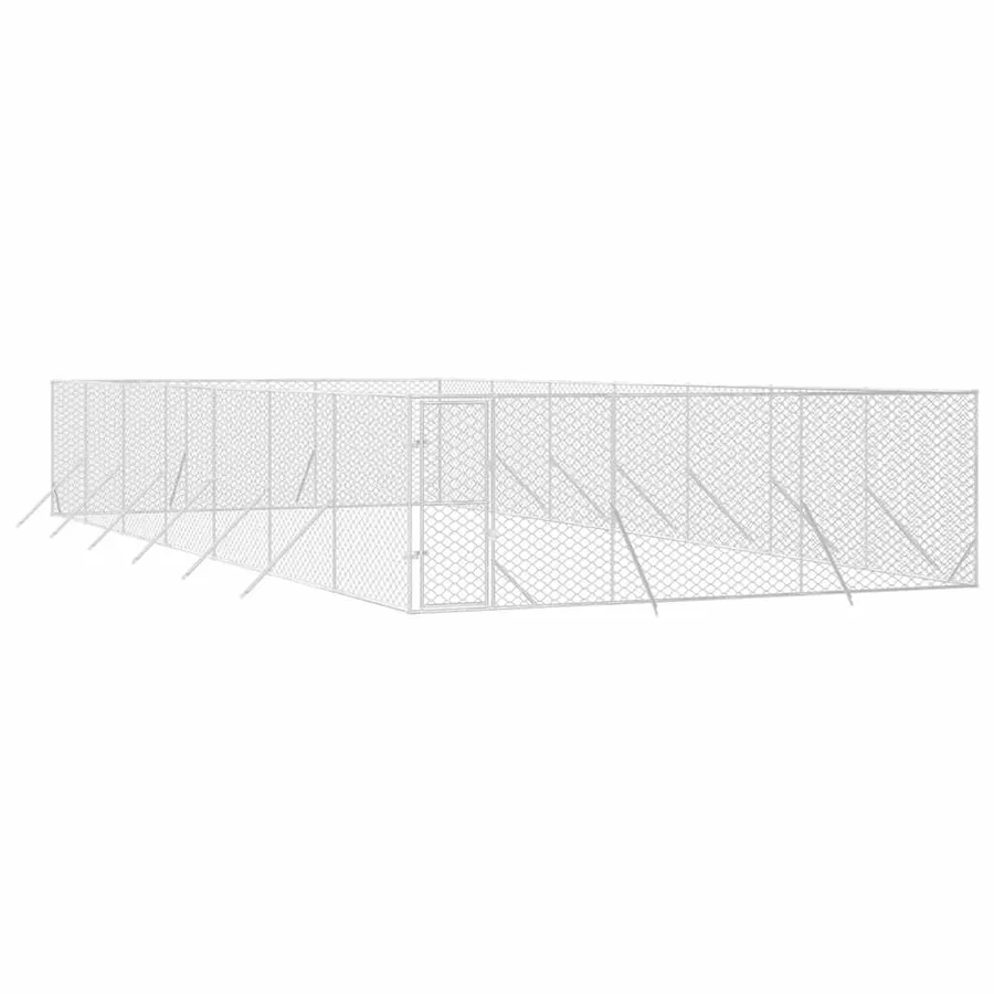 Chenil d'extérieur pour chiens argenté 6x14x2 m acier galvanisé - 3