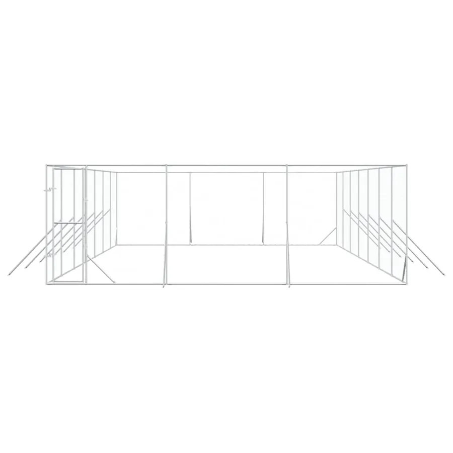 Chenil d'extérieur pour chiens argenté 6x14x2 m acier galvanisé - 5