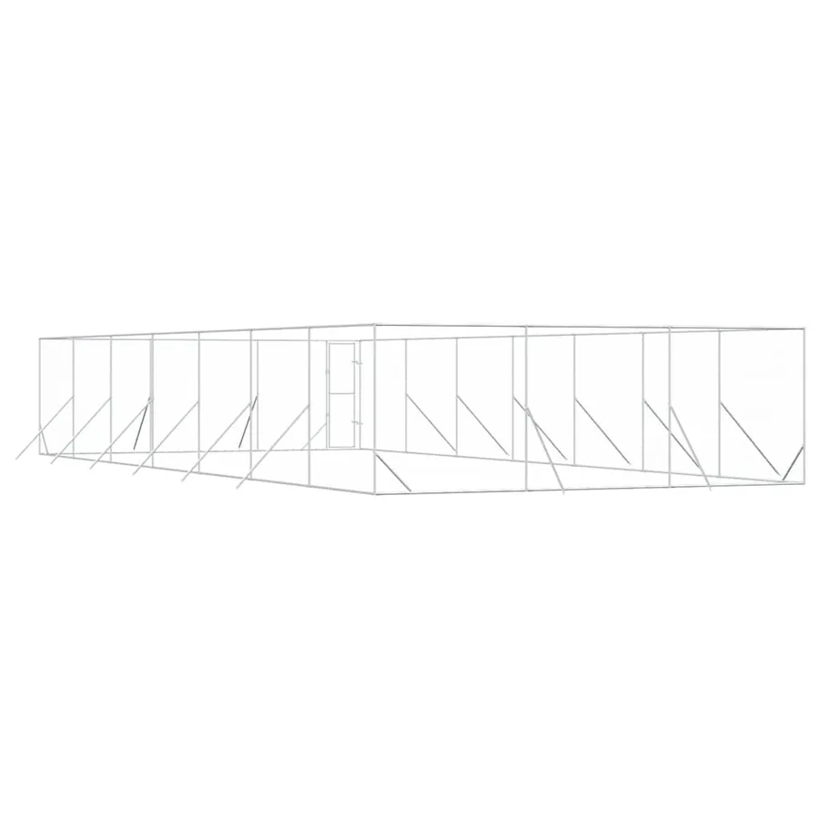 Chenil d'extérieur pour chiens argenté 6x14x2 m acier galvanisé - 7