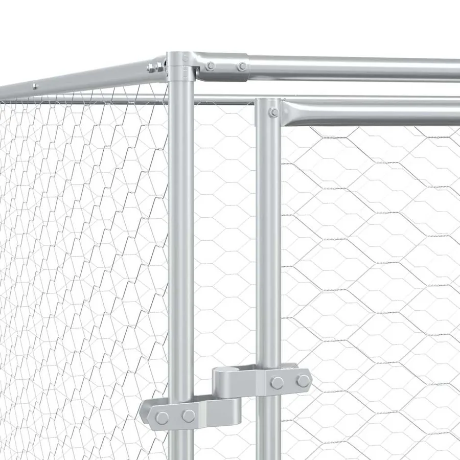 Chenil d'extérieur pour chiens argenté 6x14x2 m acier galvanisé - 8
