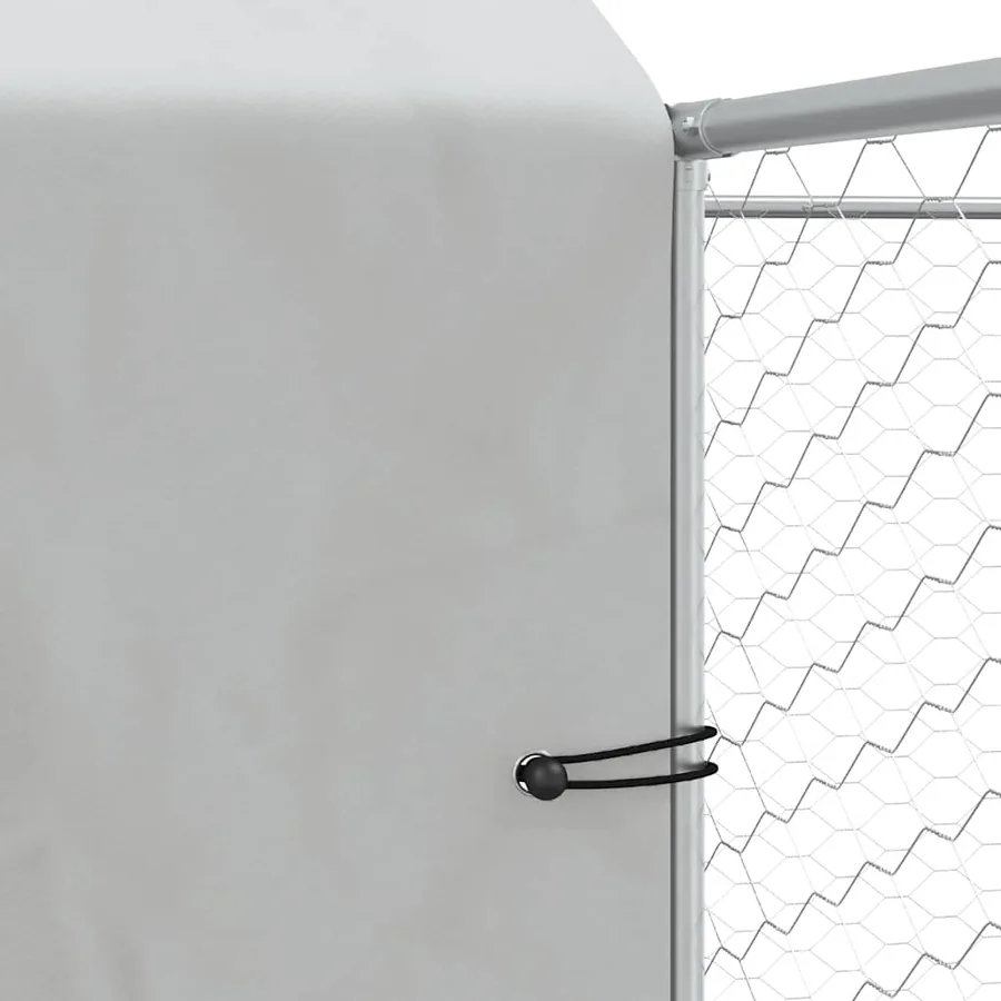 Chenil d'extérieur pour chiens avec toit argenté 10x10x2,5 m - 7