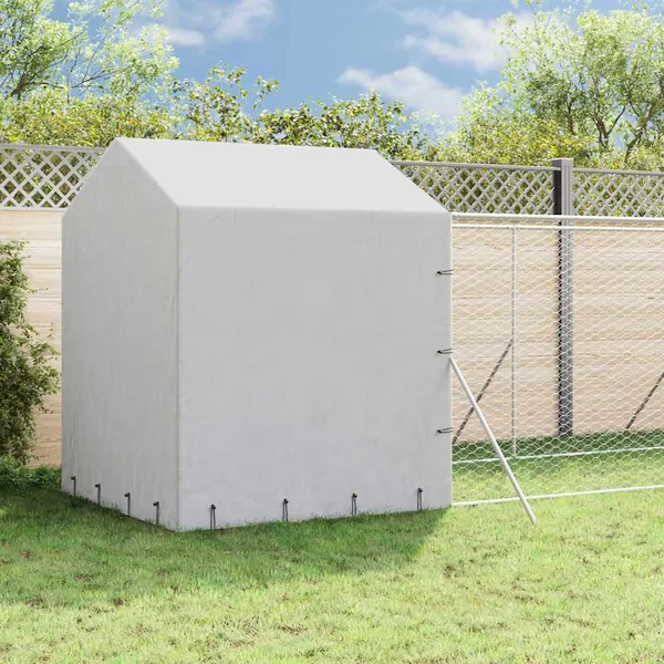 Chenil d'extérieur pour chiens avec toit argenté 2x10x2,5 m