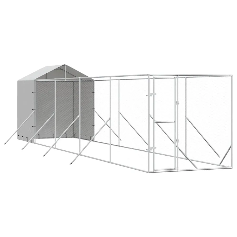 Chenil d'extérieur pour chiens avec toit argenté 2x10x2,5 m - 2