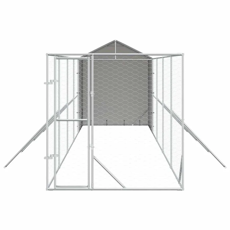 Chenil d'extérieur pour chiens avec toit argenté 2x10x2,5 m - 5