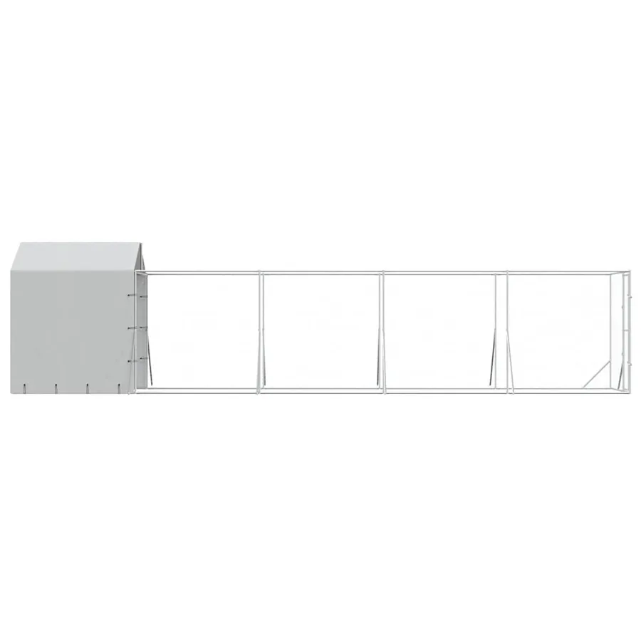 Chenil d'extérieur pour chiens avec toit argenté 2x10x2,5 m - 6