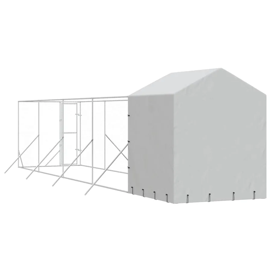 Chenil d'extérieur pour chiens avec toit argenté 2x10x2,5 m - 7