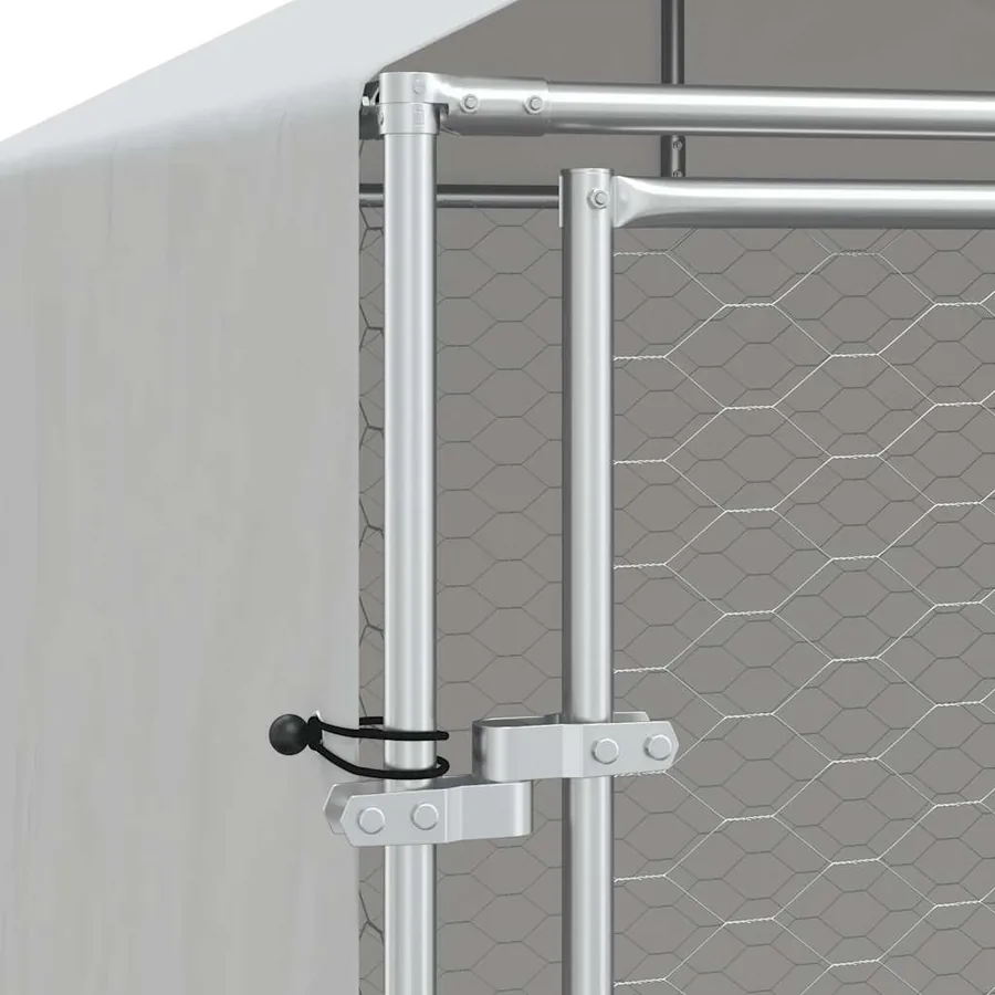 Chenil d'extérieur pour chiens avec toit argenté 2x10x2,5 m - 8