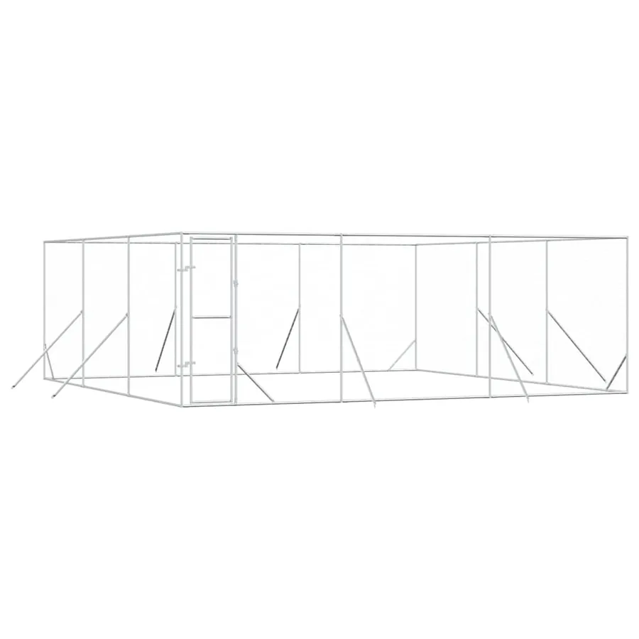 Chenil d'extérieur pour chiens argenté 6x6x2 m acier galvanisé - 2