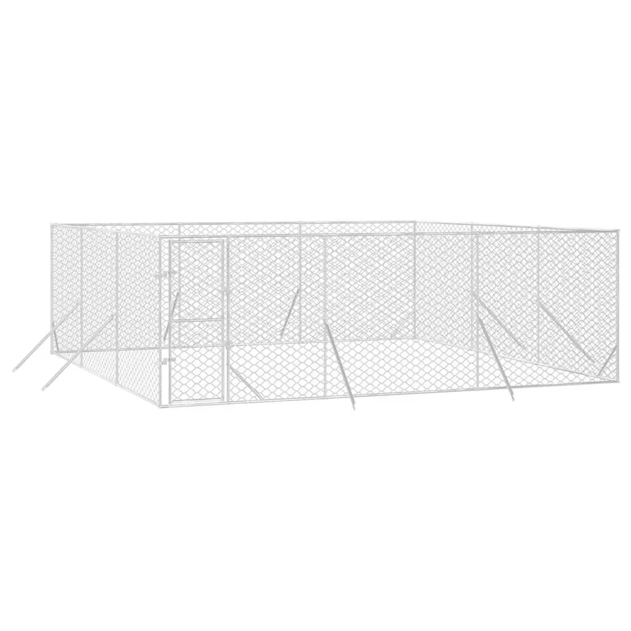 Chenil d'extérieur pour chiens argenté 6x6x2 m acier galvanisé - 3