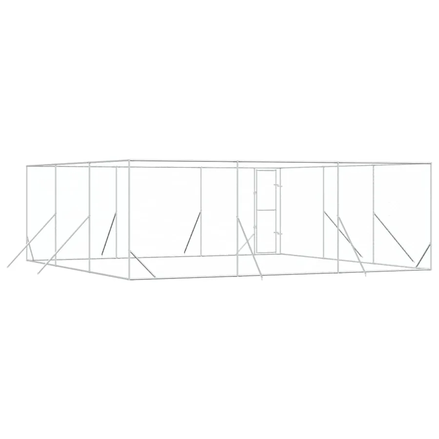 Chenil d'extérieur pour chiens argenté 6x6x2 m acier galvanisé - 7