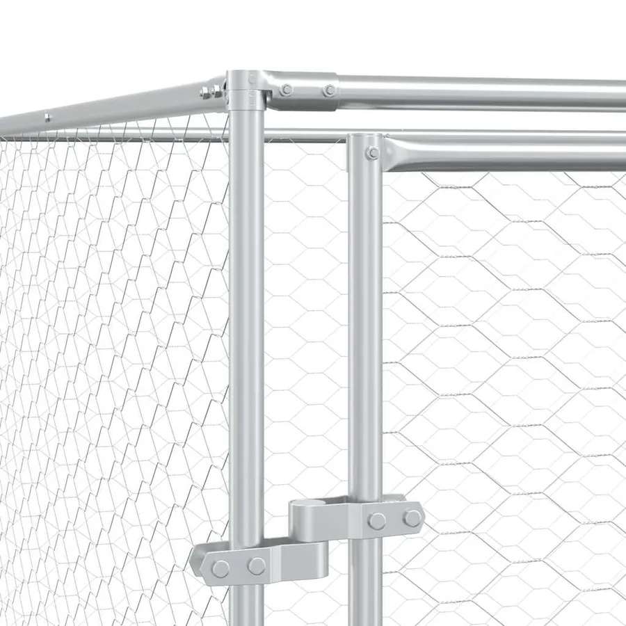 Chenil d'extérieur pour chiens argenté 6x6x2 m acier galvanisé - 8