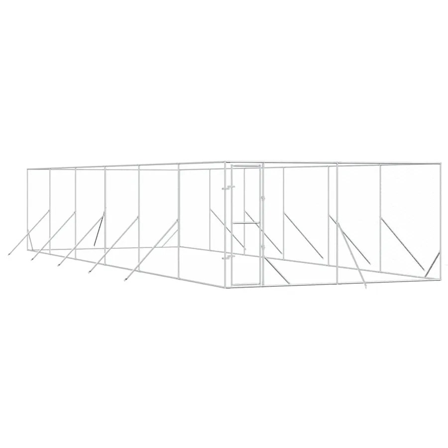 Chenil d'extérieur pour chiens argenté 4x12x2 m acier galvanisé - 2