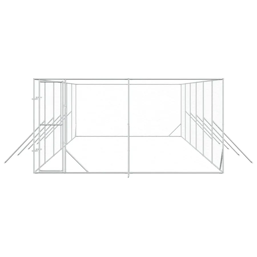 Chenil d'extérieur pour chiens argenté 4x12x2 m acier galvanisé - 4
