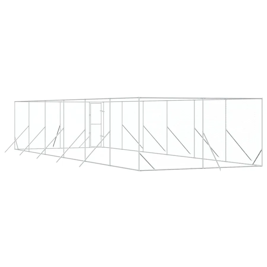 Chenil d'extérieur pour chiens argenté 4x12x2 m acier galvanisé - 6