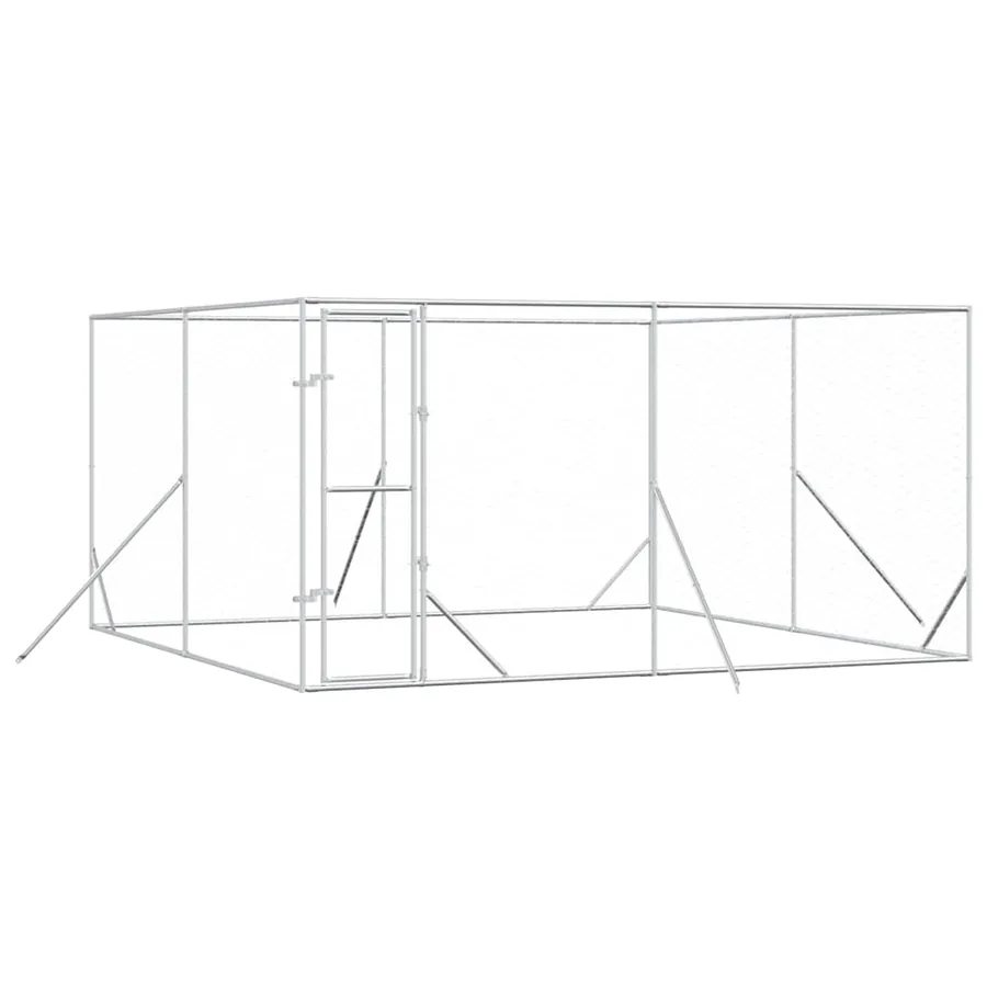 Chenil d'extérieur pour chiens argenté 4x4x2 m acier galvanisé - 2