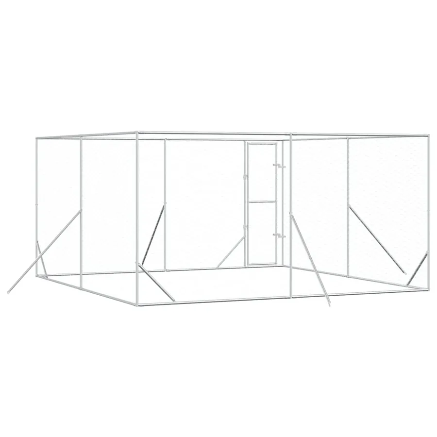 Chenil d'extérieur pour chiens argenté 4x4x2 m acier galvanisé - 6