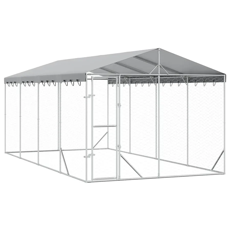 Chenil d'extérieur pour chiens avec toit argenté 3x6x2,5 m - 2