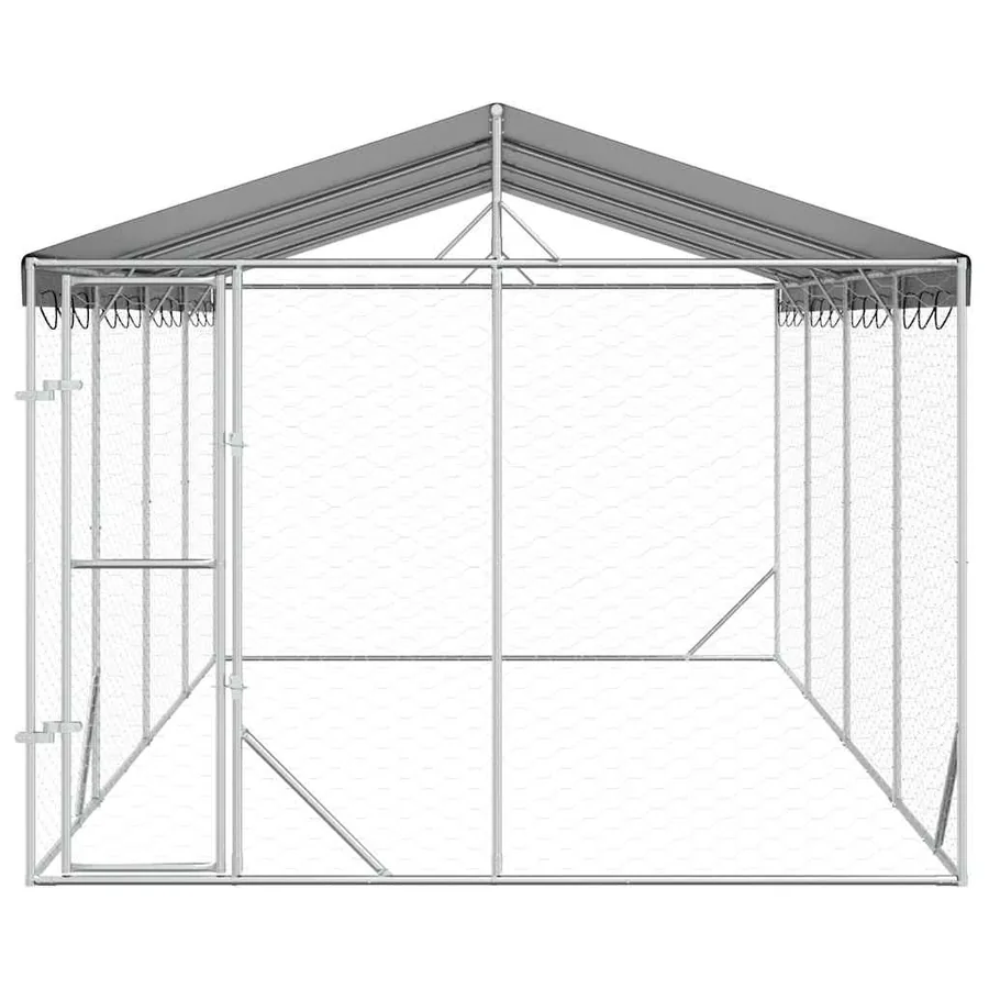 Chenil d'extérieur pour chiens avec toit argenté 3x6x2,5 m - 4