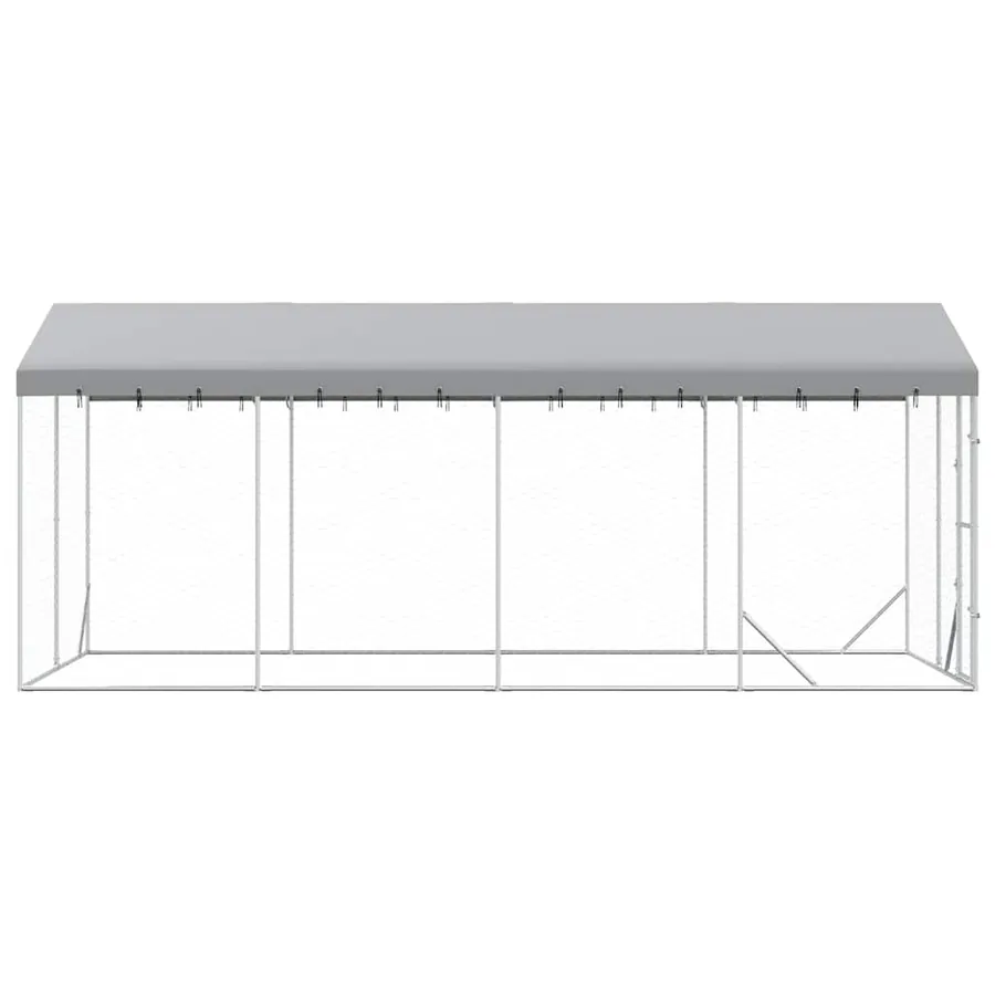 Chenil d'extérieur pour chiens avec toit argenté 3x6x2,5 m - 5