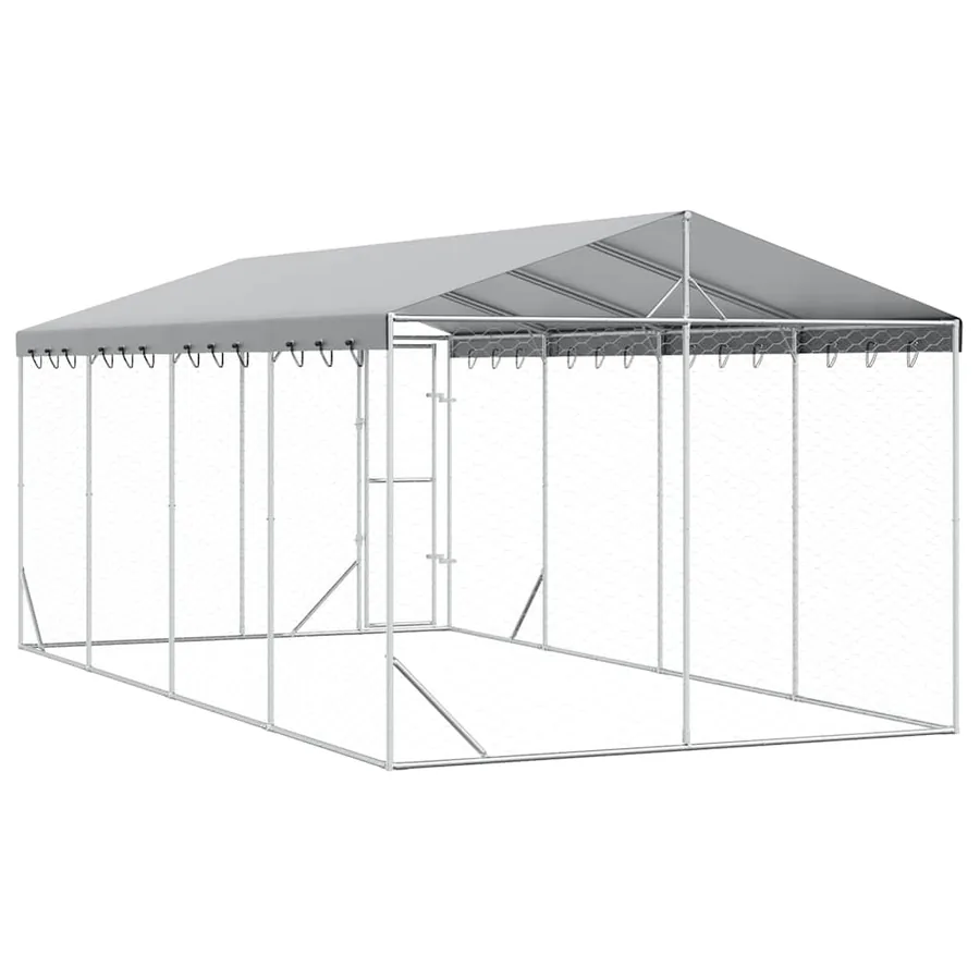 Chenil d'extérieur pour chiens avec toit argenté 3x6x2,5 m - 6