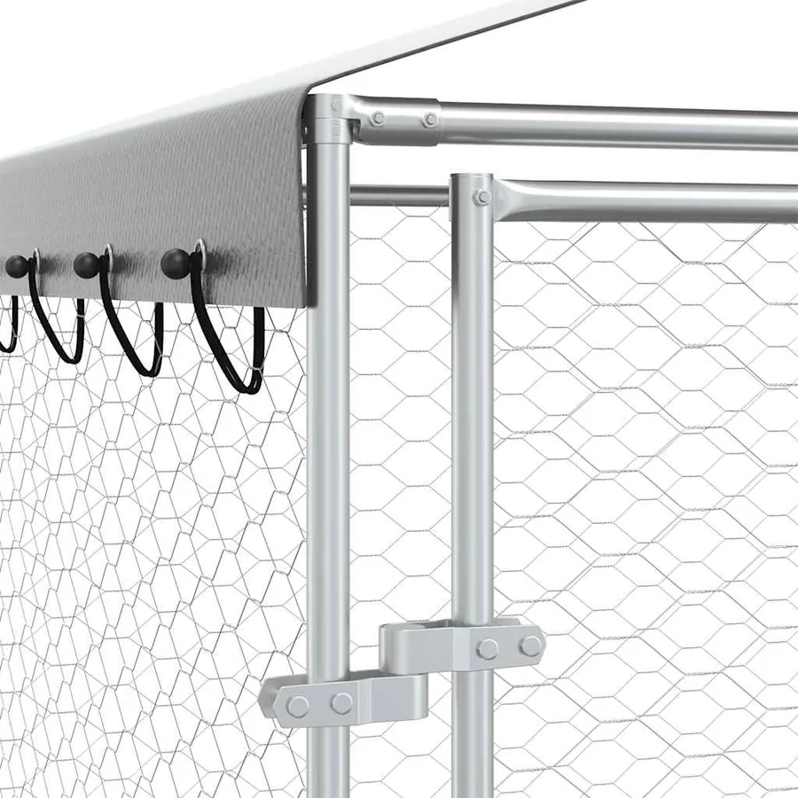 Chenil d'extérieur pour chiens avec toit argenté 3x6x2,5 m - 7