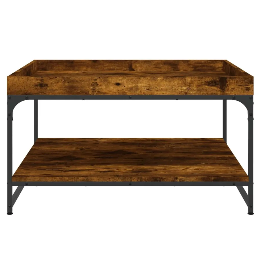Table basse chêne fumé 80x80x45 cm bois d'ingénierie et fer - 4