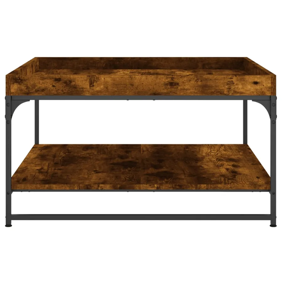 Table basse chêne fumé 80x80x45 cm bois d'ingénierie et fer - 5
