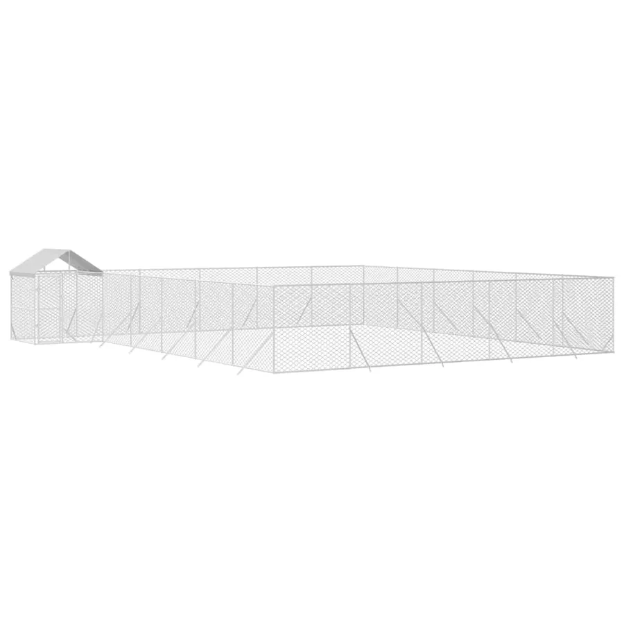 Chenil d'extérieur pour chiens avec toit argenté 12x12x2,5 m - 3