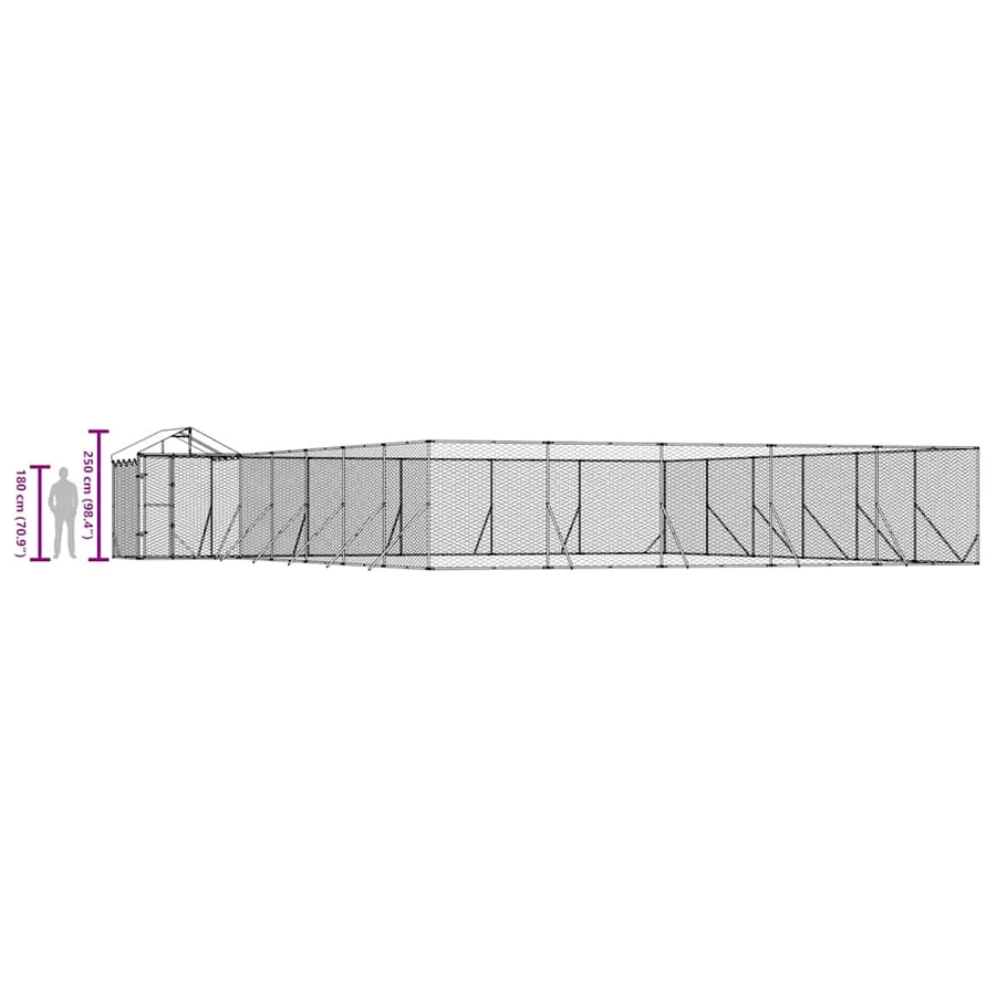 Chenil d'extérieur pour chiens avec toit argenté 12x12x2,5 m - 5