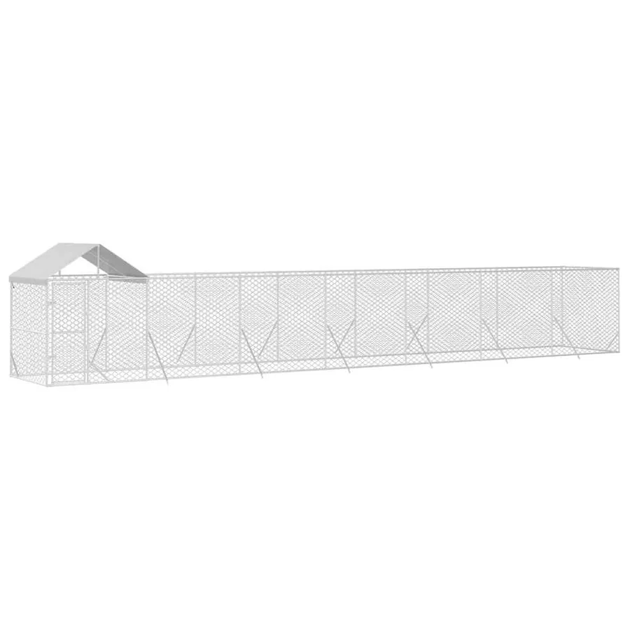 Chenil d'extérieur pour chiens avec toit argenté 14x2x2,5 m - 3