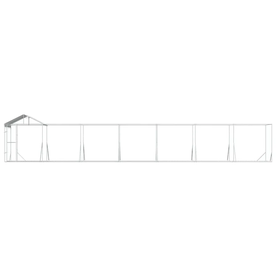 Chenil d'extérieur pour chiens avec toit argenté 14x2x2,5 m - 5